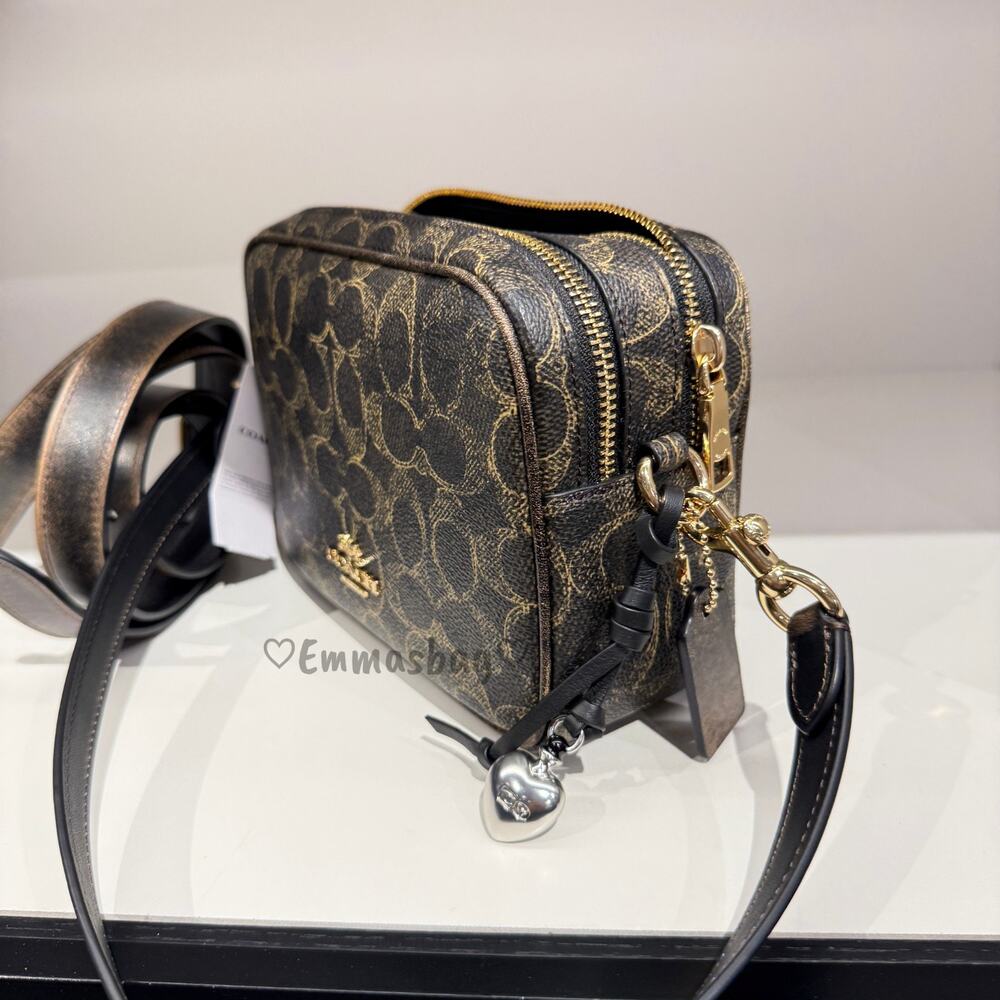 Coach Mini Carey Crossbody Bag In Loved Signature Canvas CEK73 Gold/Brown - Picture 2 of 7